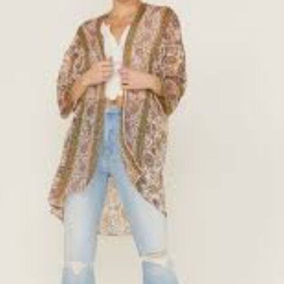 Wild Moss Women's Floral Print Sheer Kimono Boot Barn Western Wear Cardigan Wrap - Picture 2 of 10
